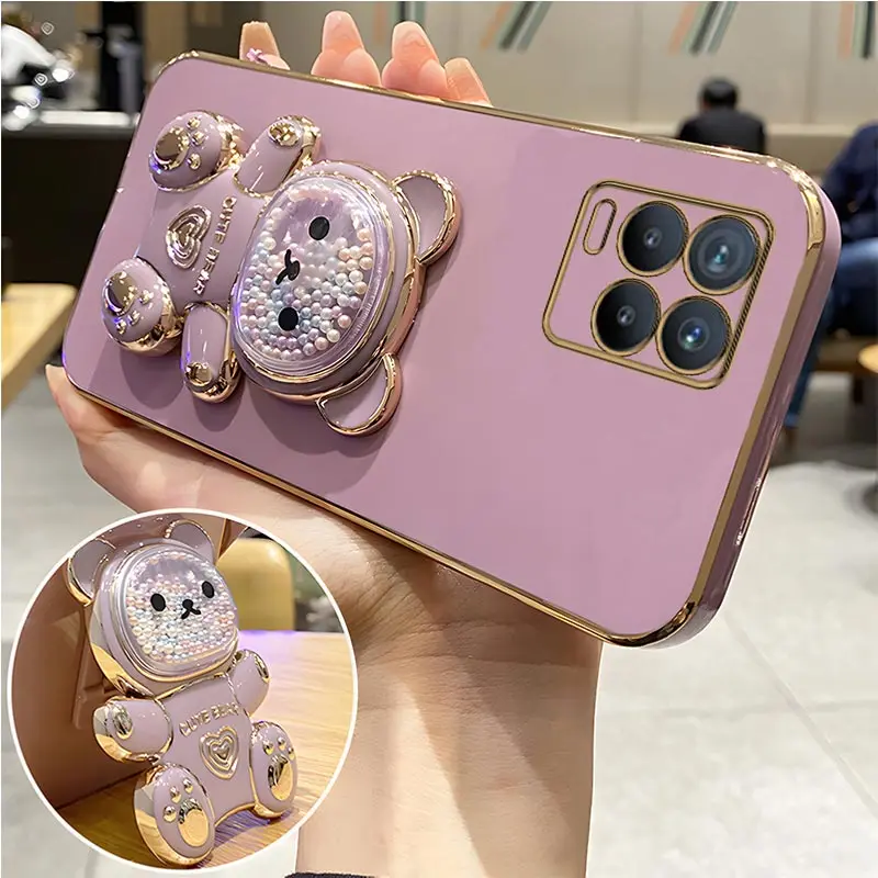 Quicksand – coque de téléphone avec support d'ours, étui avec lanière pour Oppo Realme 8 Pro 5i 6i 8i 9 10, housse de support C20 C11 C21Y C25Y C30 C33_voghion.com