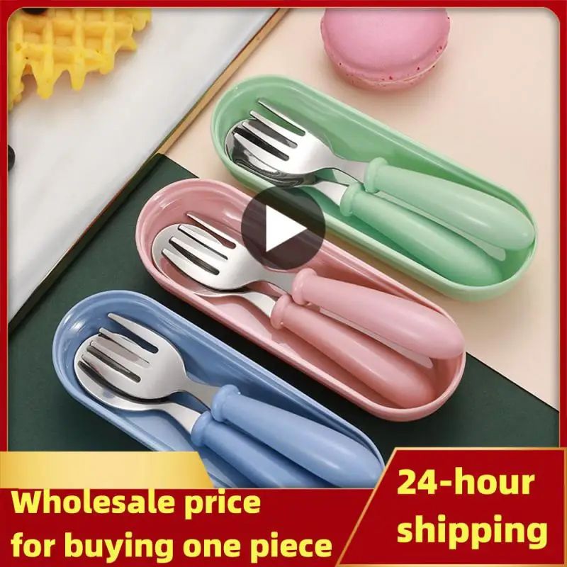 

Baby Gadgets Tableware Set Children Utensil Stainless Steel Toddler Dinnerware Cutlery Cartoon Infant Food Feeding Spoon Fork