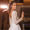 Glitter Wedding Dresses A-Line Bridal Gowns Full Sleeves Robes For Formal Party Square Collar Vestidos De Novia Customized 2025 4