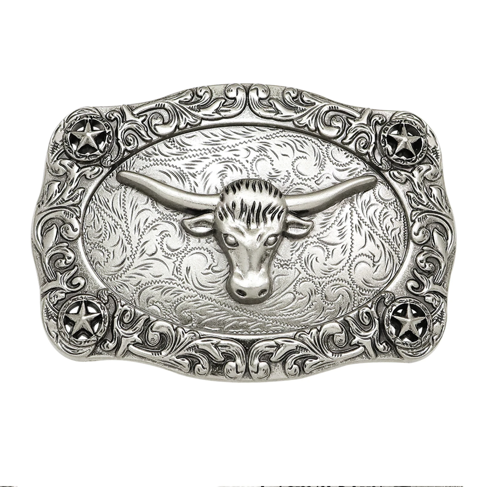 RechicGu Western Belts for Men Women, Initial Letter Big Buckle with Brown  Leather Longhorn Bull Engraved Cowboy Belt at  Men’s Clothing store