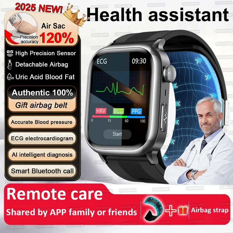 2026 New ECG+PPG Accurate Measure Blood pressure Smart Watch With Air pump airbag Blood lipids Uric acid smart watch man women