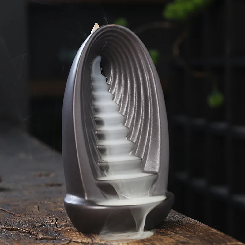 Porta incenso a cascata con flusso di ritorno, bruciatore d'incenso in ceramica per aromaterapia, decorazione per la casa, porta incenso per meditazione