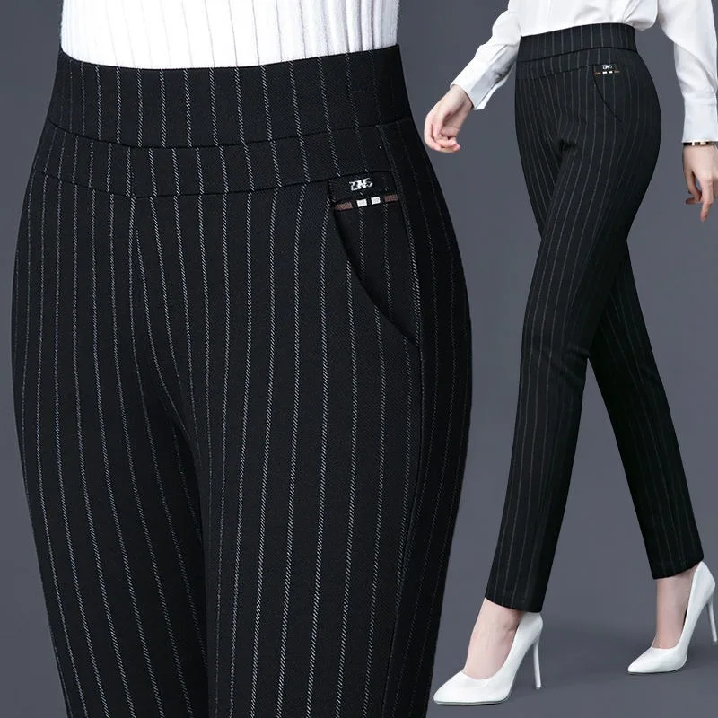 Spring Winter Elegant High Waist Casual Stretch Slim Women Trousers Ladies Autumn Fashion All Match Black Gray Pencil Pants Y2k luckymarche комбинезон le match stretch field qwdex23311bkx