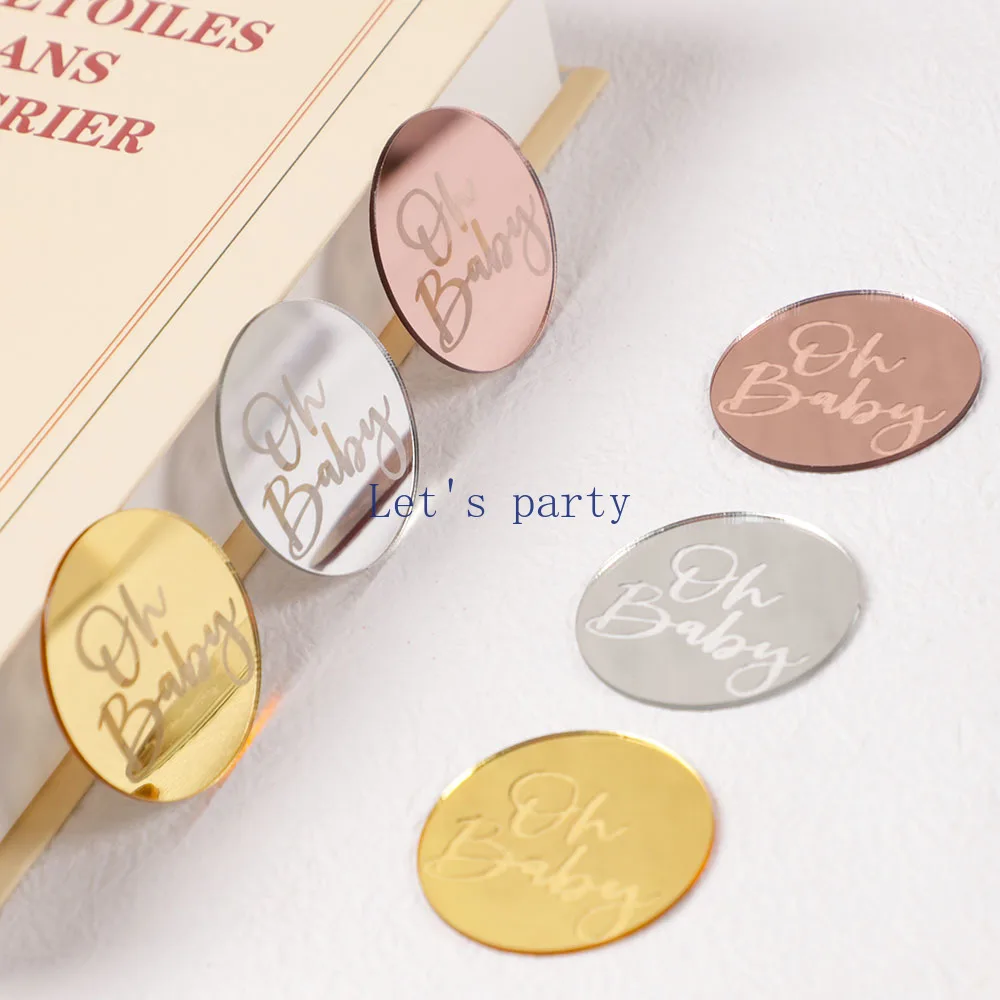 10Pcs Mirror Oh Baby Acrylic Cake Toppers Gender Reveal Baking Cupcake 10pcs-mirror-oh-baby-acrylic-cake-toppers-gender-reveal-baking-cupcake