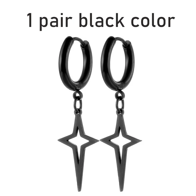 Pendant Earrings 1 Pair Steel Cross For Men Women Stainless Steel Popular Style Collection Hip Hop Jewelry