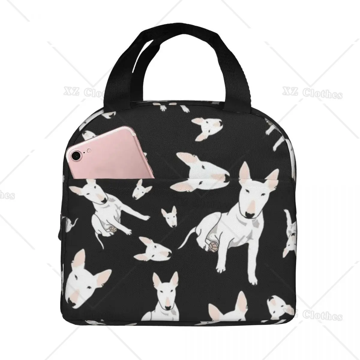 

Dog Animal Lunch Bag for Women Men Kids Bull Terrier Insulated Cooler Portable Lunch Box for School Oxford Food Bag with Pocket