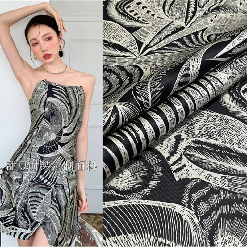 

Yarn Dyed Brocade Jacquard Fabric Chinese Vintage Dress Trench Coat Suit Cloth Brand Fashion Design Sewing Wholesale Materials