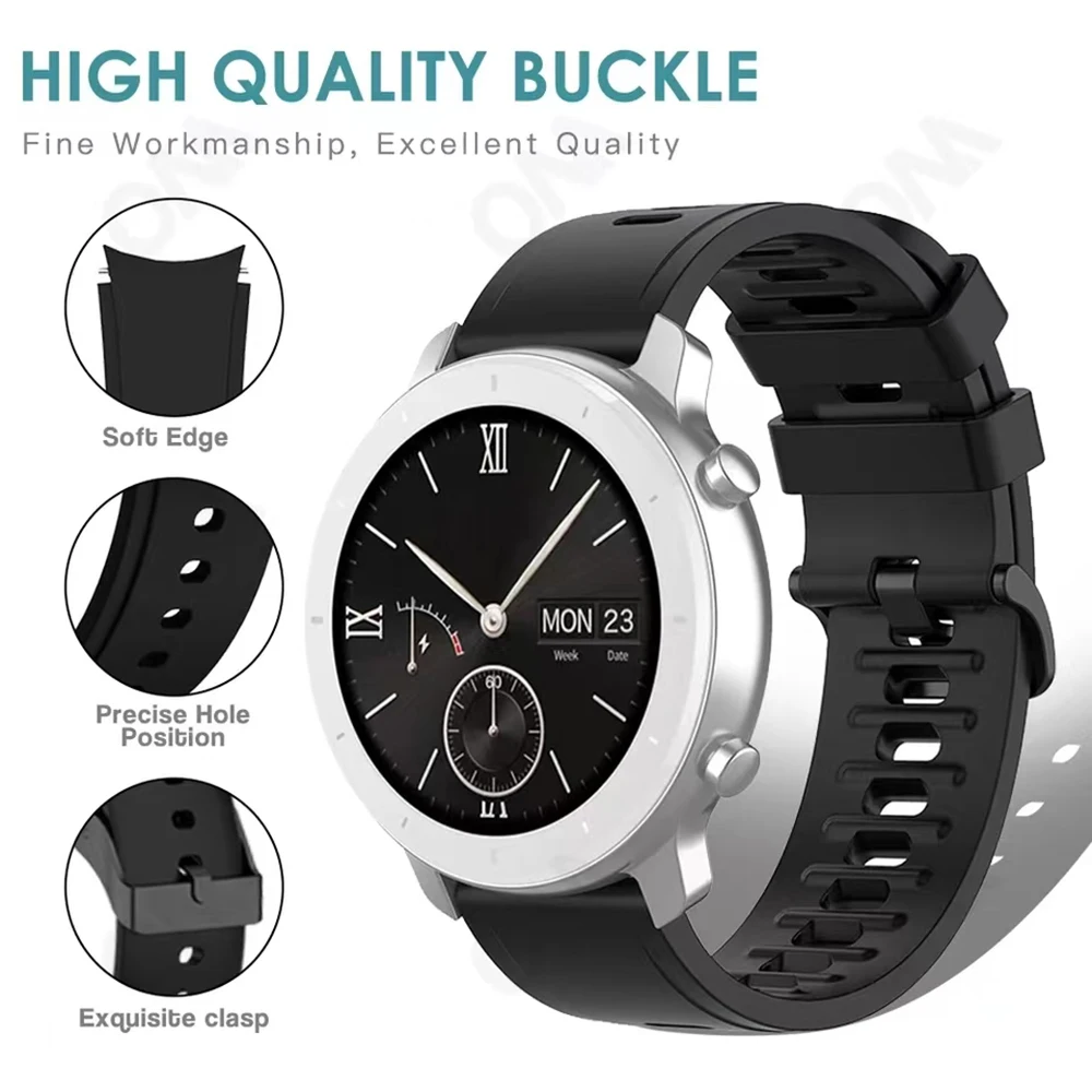 Versatile Silicone Sport Wristband - 22mm/20mm Strap