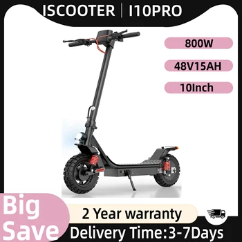 ISCOOTER I10Pro Adult Electric Scooter 800W Motor E- Scooter 48V15AH Battery Electric Scooter 10 Inch Road Tire Electric Scooter