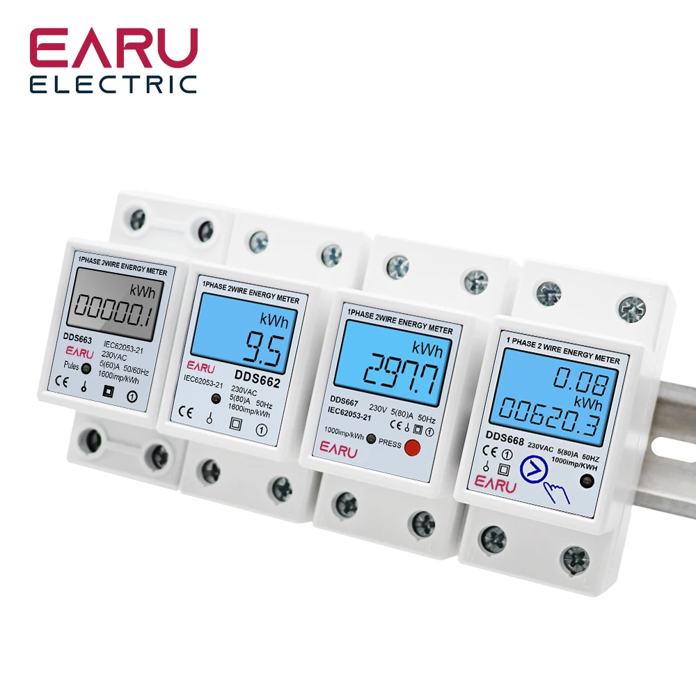 Single Phase LCD Digital Energy Meter Reset Zero kWh Voltage Current Power Consu