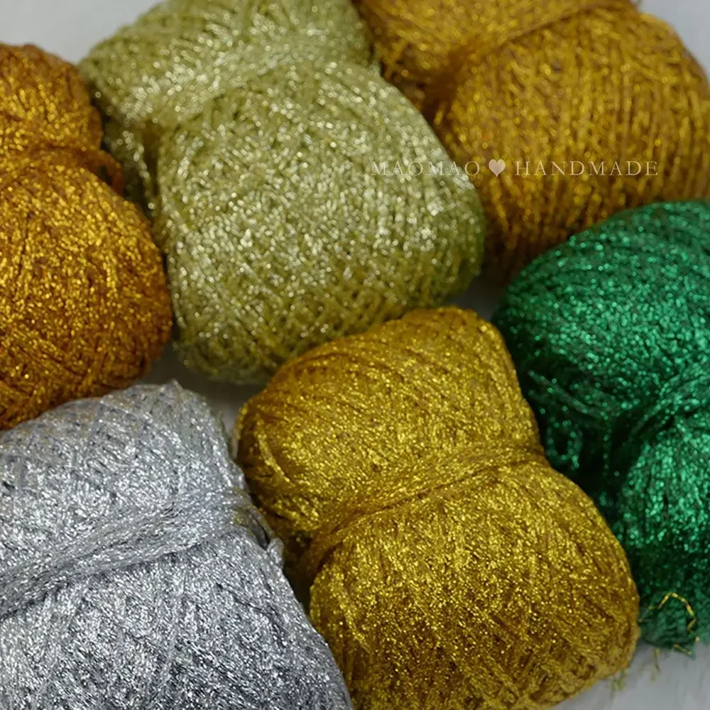 50g Glitter Sparkle Metallic Yarn for Knitting  Crochet DIY Yarns Shinny Line for Knit Bag DIY Gold Silver Thread Hat Toy 2