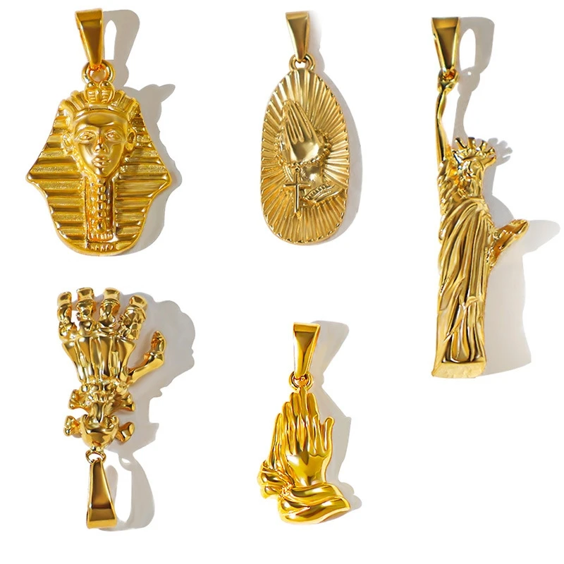 MODAGIRL New York Statue of Liberty with Torch and Book Charm Pharaoh Ancient Egypt Pendant Stainless Steel Jewelry Accessories 5