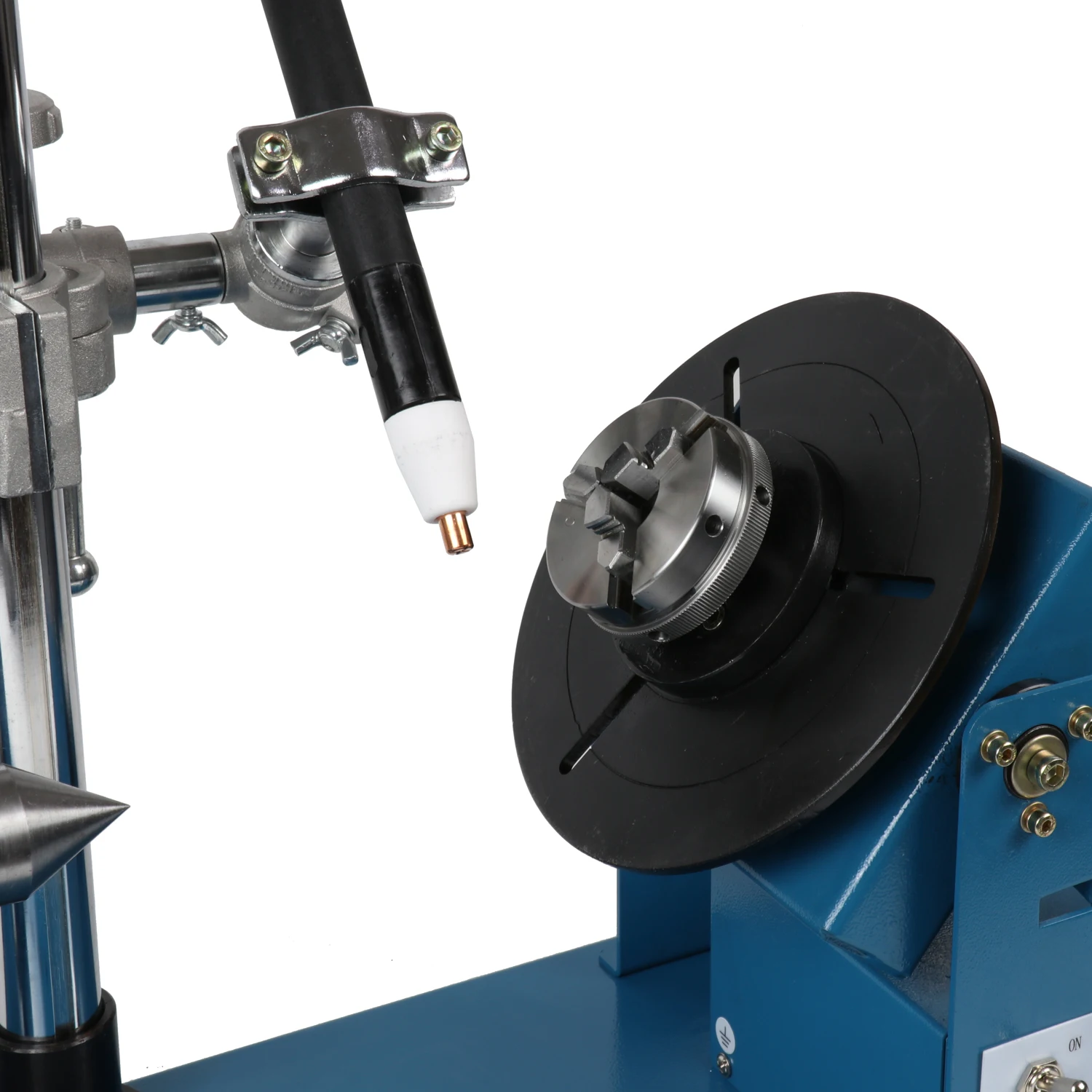 BY-10T Mini Welding Positioner Welding Rotator Turntable Equipment 110/220V with K01-63 3 Jaws Chucks and Torch Holder 5