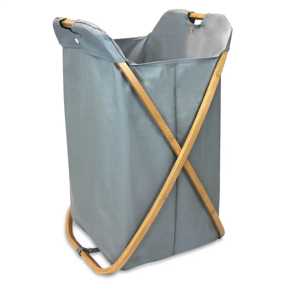 Bamboo Folding X-Frame Laundry Hamper Sorter