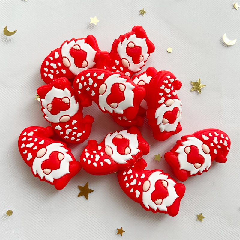 10pcs New Baby Silicone Valentine Beads Food Grade Chewing Teeth Beads DIY Pacifier Necklace Accessories