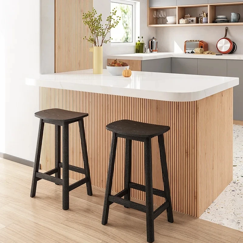 

Solid Wood Island Bar Stool High Design Counter Coffee Dining Chairs Breakfast Modern Sillas Para Comedor Stuhl Furniture YX50BY