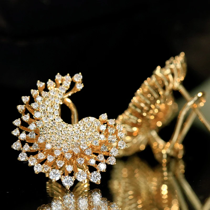 Aazuo Real Jewelry 18K Pure Yellow Gold Real Diamonds 1.2ct Luxury Flower Earring For Woman Upscale Trendy Wedding Engagement