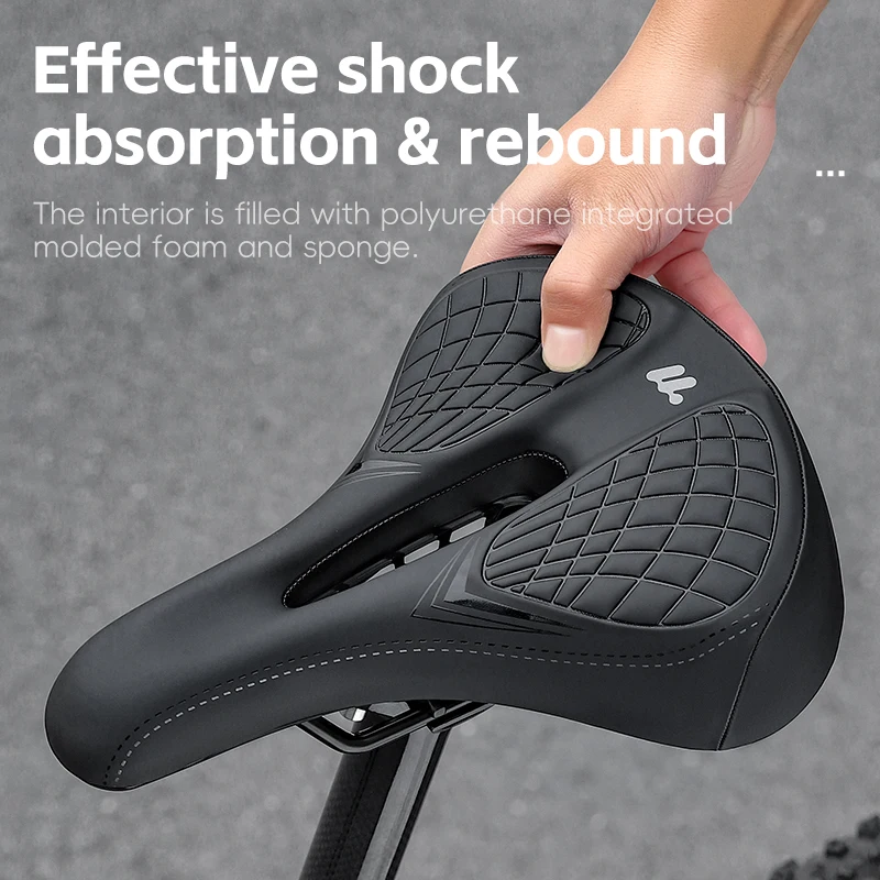 Bicycle saddle WEST BIKING Bicycle Saddle MTB Road Hollow Breathable Bike Seats Rainproof Shock Absorbing Comfortable Warning Lights Bike Seat