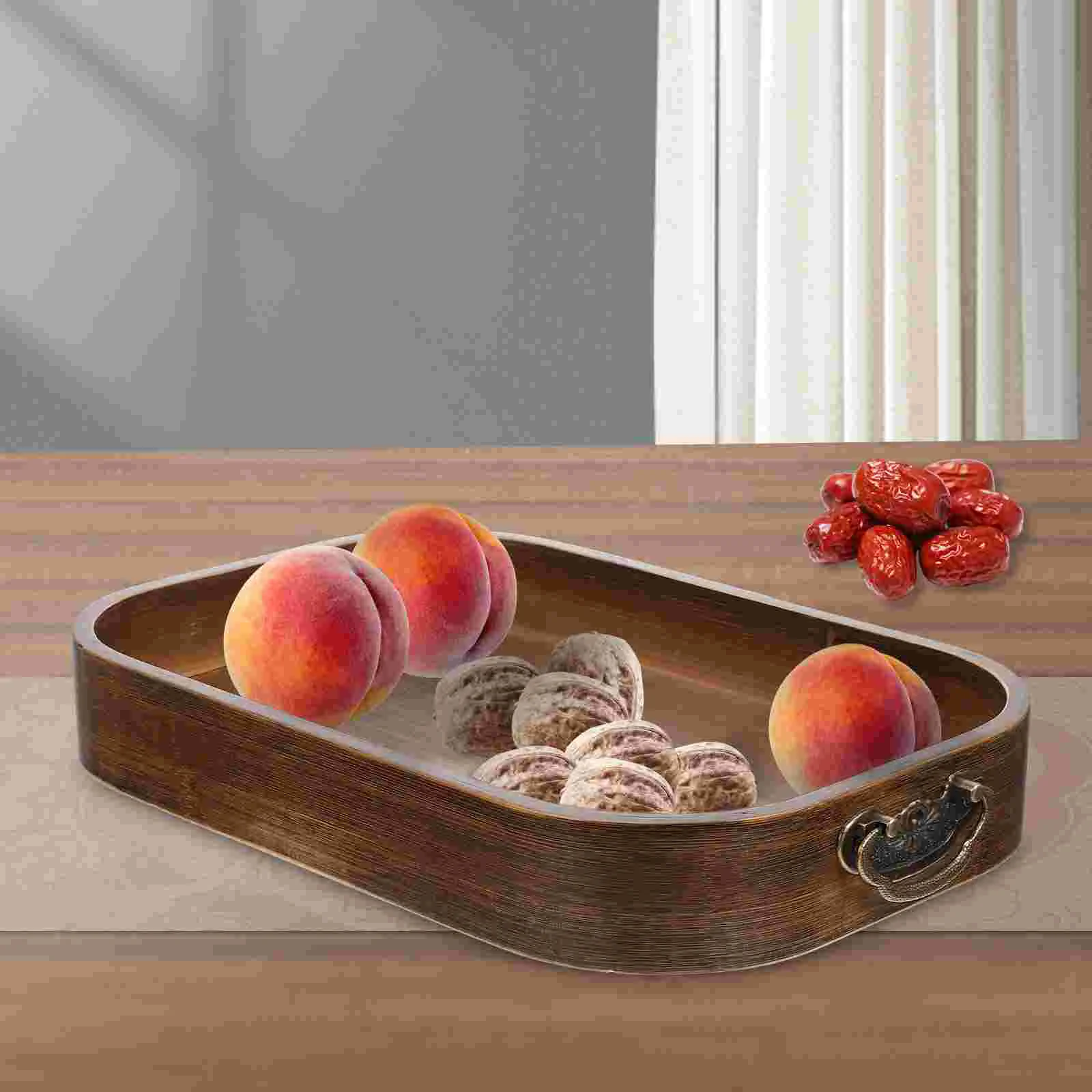 Jewelry Tray Retro Decor Holder Plateau Cutlery Vintage Restaurant Bread Ware Supply Bamboo Serving 6