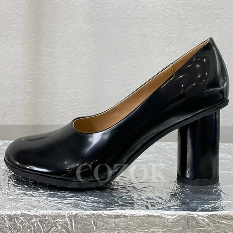 

Women High Heels Summer New Shallow Design T-stage Walk Show Female Pumps Exquisite Comfortable Round Heel Single Shoes