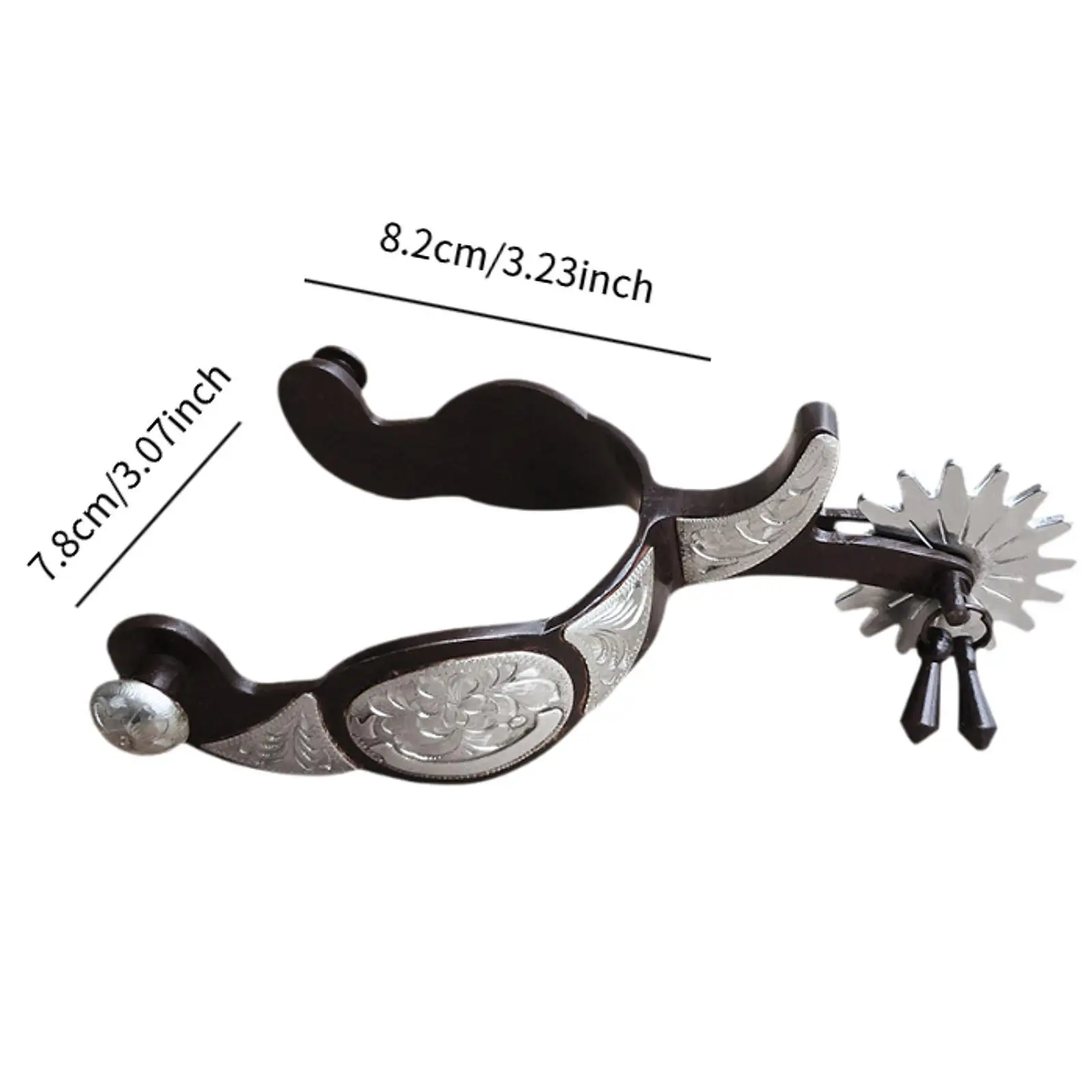 2 Pieces Western Cowboy Spur Horse Spur with Gear Decoration Carved Horse Boot Spur Retro Design for Competition Equestrian
