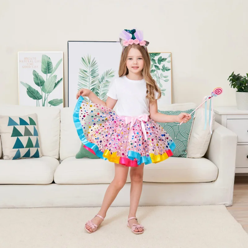 

Girls Unicorn Costume Mermaid Witch Cosplay Princess Skirt with Magic Stick Mesh Tutu Dress Halloween Costume for Kids