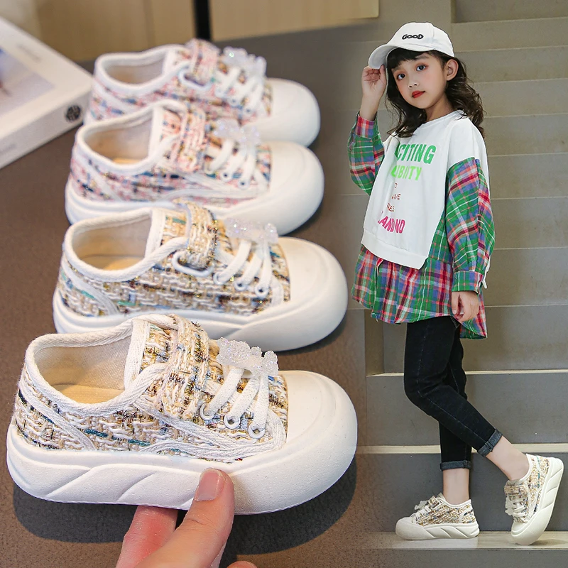 

Children's Canvas Shoes Spring Autumn Models Khaki Boys Lightweight Board Shoes Pink Middle and Large Children's Kids Sneakers