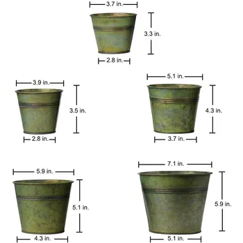 5 Size Galvanized Buckets Rustic Farmhouse Metal Bucket Galvanized Flower Bucket Plants Pot Home Indoor Outdoor Dr Tin Planter 2