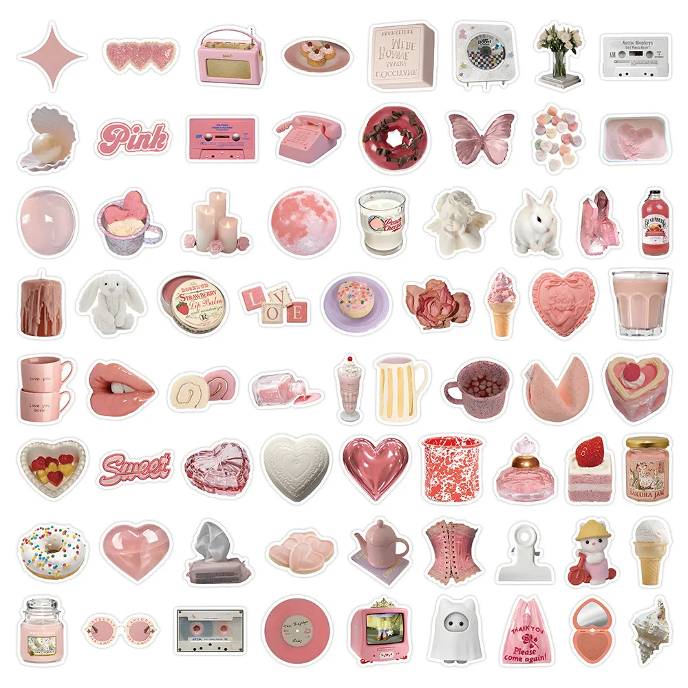 Pastel Pink Aesthetic Stickers - Dreamy Decor for Journals, Phone Cases & Water Bottles