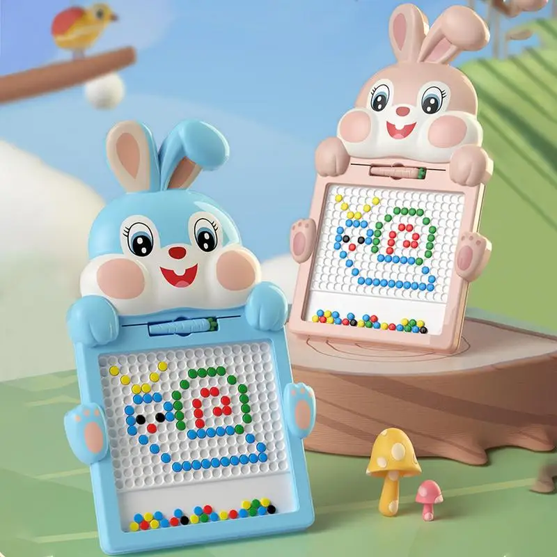 

Магнитная доска для рисования для детей, большая доска для рисования с магнитными бусинами и ручкой, милые развивающие игрушки Монтессори в форме кролика