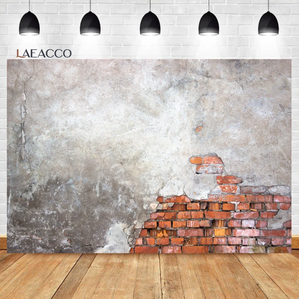 Laeacco Grunge Broken Red Brick Wall Room Decoration Portrait Backdrop Photographic Photo Background Photo Studio photo backdrop