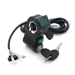 Electric Scooter Handlebar Thumb Throttle with LCD Display and Key Lock (Black)