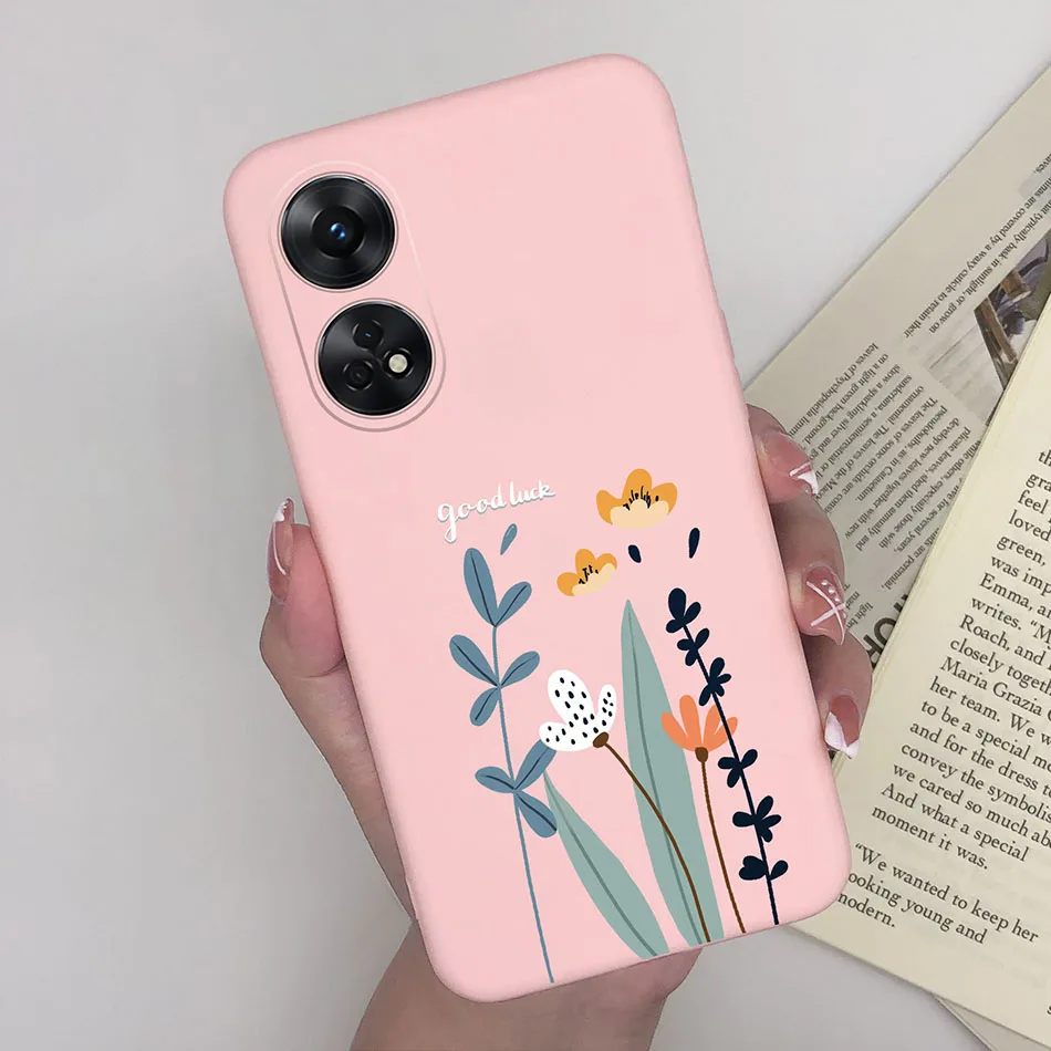 Fashionable Heart & Flower Cat Design Silicone Shockproof Phone Case - Frosted Back Cover
