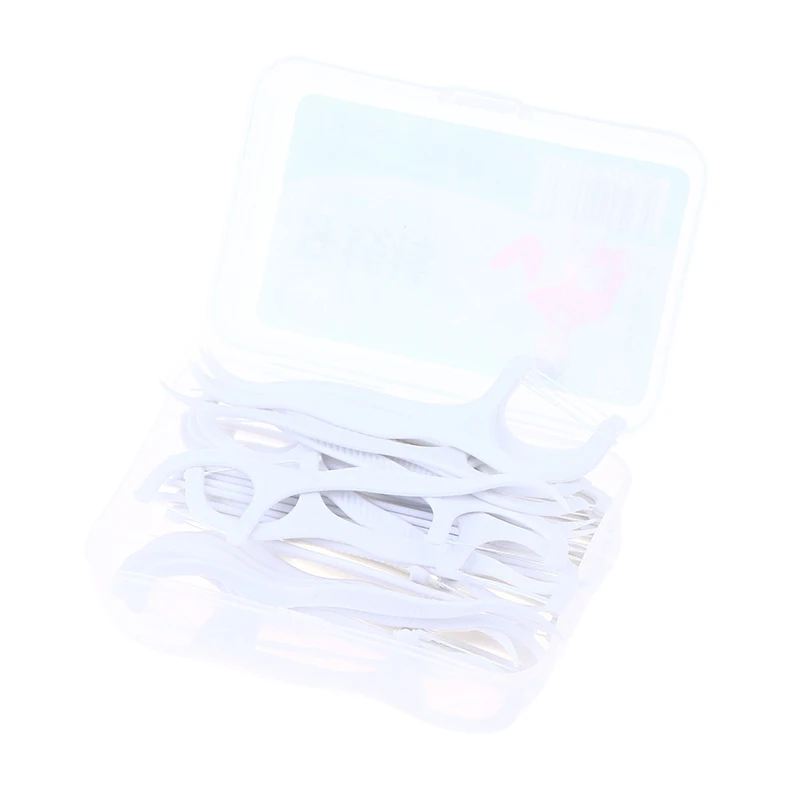 50Pcs/Box Portable Disposable Dental Floss Plastic Toothpick High-tension Dental Floss Stick Dental Floss Box ﻿Oral Care