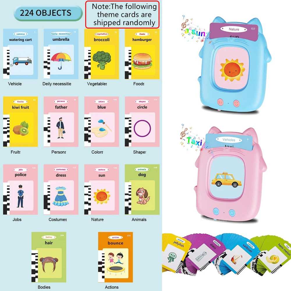 Talking FlashCards for Kids Early Education Flash Card Preschool Montessori Toy, English/Spanish/French/German/Italian/Russian 5