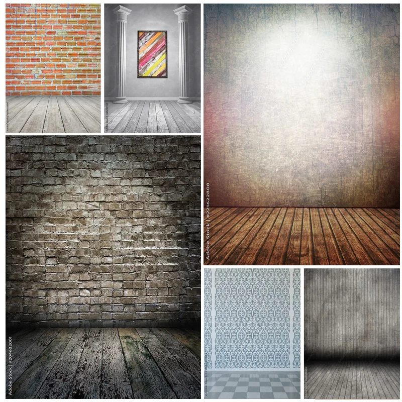 

Vintage Brick Wall And Wooden Floor Spotlight Photography Background Portrait Photo Background Studio Props 22816 QD-04