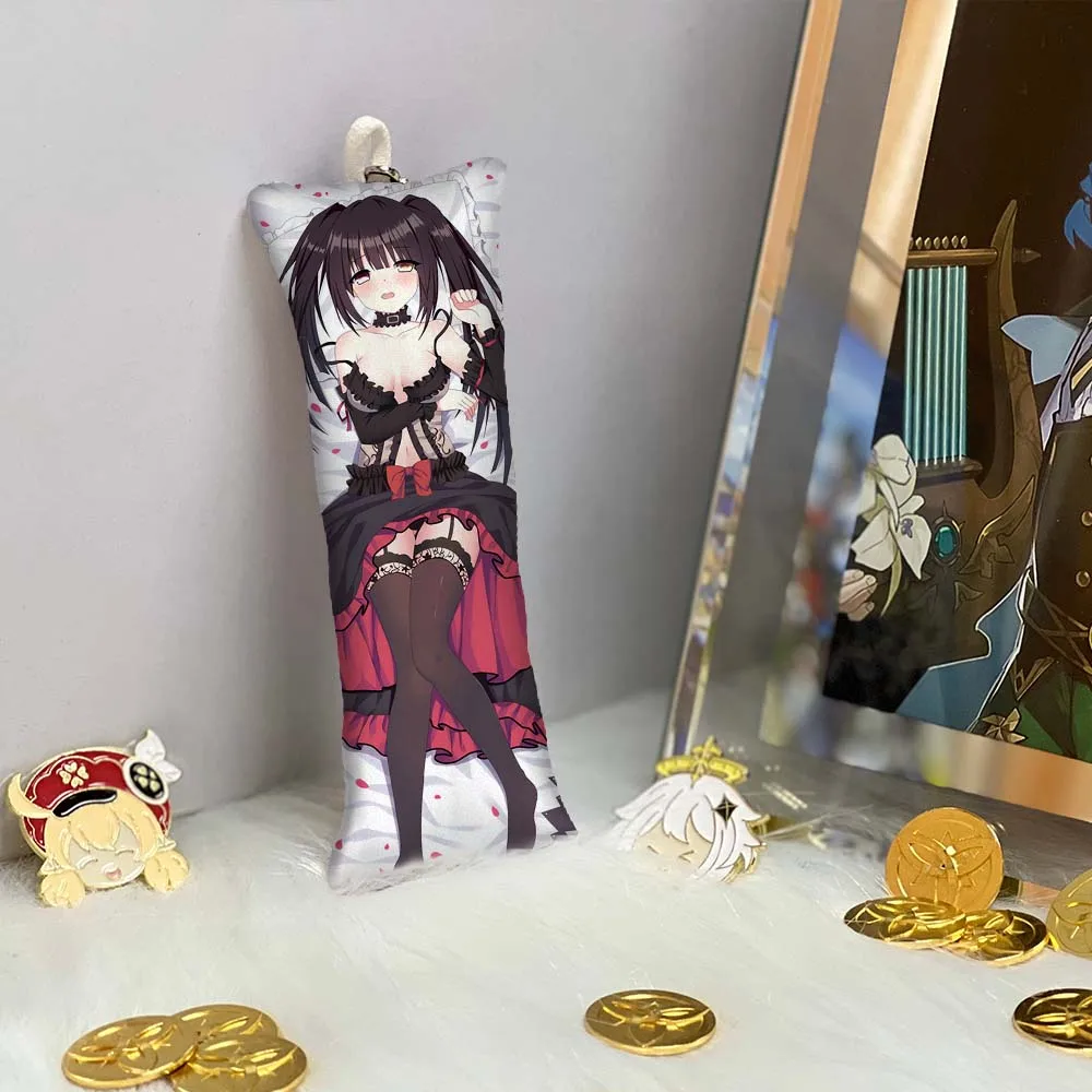 

DATE A LIVE Tokisaki Kurumi Key Chain Pendant Anime Accessories Key Ring Small Body Pillow Bag Pendant Mini Dakimakura 2 Side