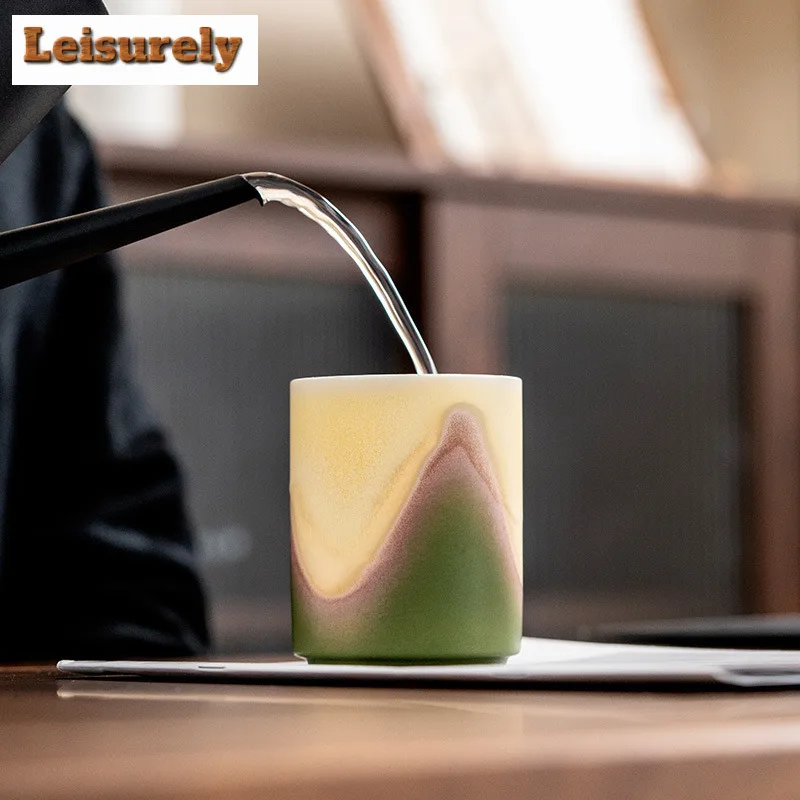 320ml Gradient Color Distant Hills Straight Body Cola Mug Beer Mug Bubble Teacup Cold Hot Water Jug Hand Warmer Cafes Ornaments