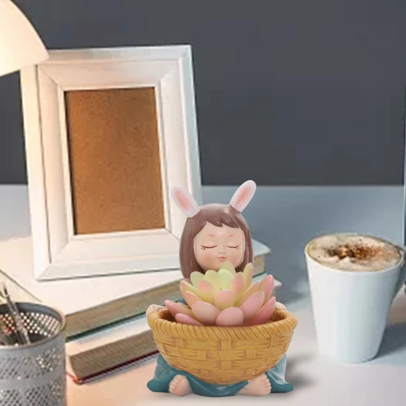 Girl Dustpan Concrete Silicone Mold Succulent Flowerpot Cement Plaster Molds