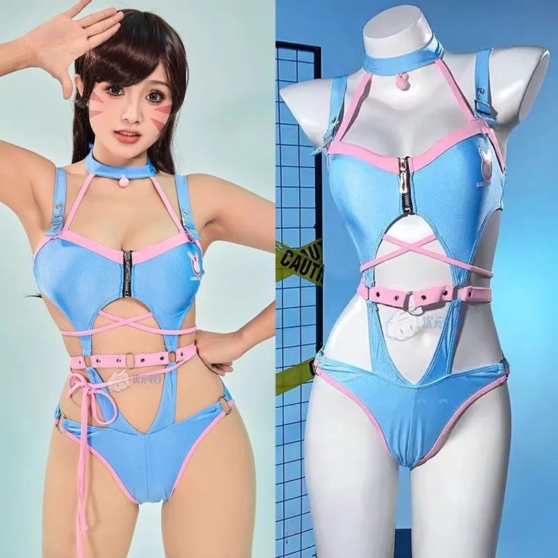 

Anime Game Overwatch Dva Cosplay Costume Women Sexy Transparent Bodysuit Swimsuit Kawaii One Piece Swimwear Underwear Outfits