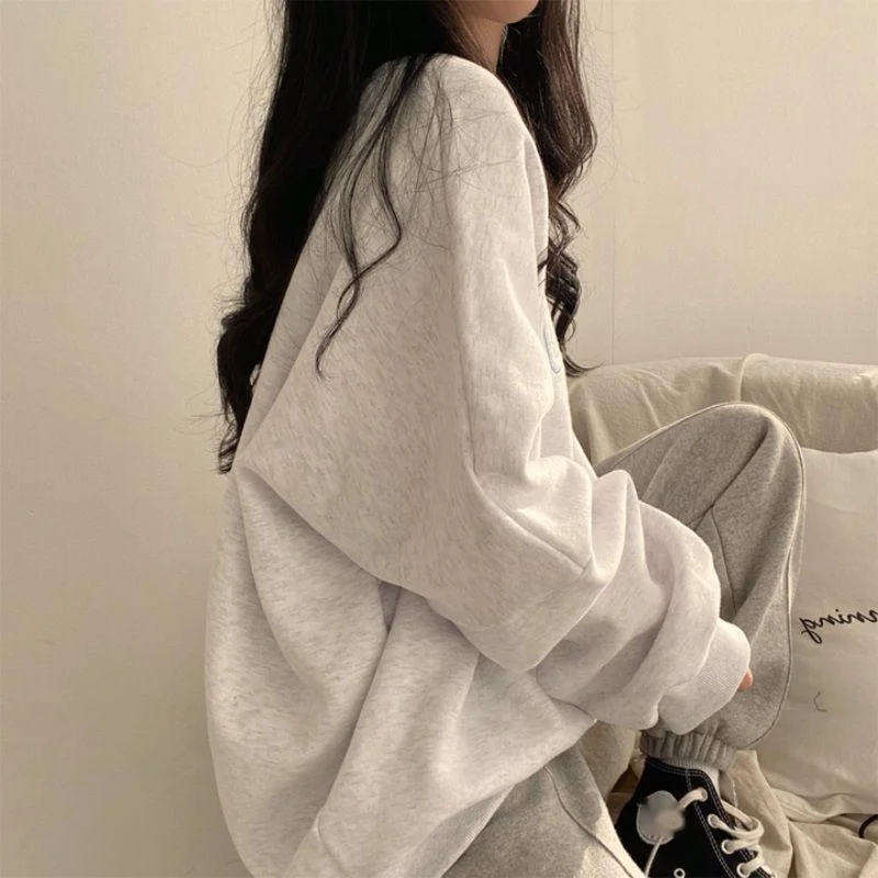 Női 2023-as új, kapucnis, bő szabású tavaszi, őszi/téli vastag kabát pamut vékony kapucnis pulóverrel, plus size rózsaszín_voghion.com