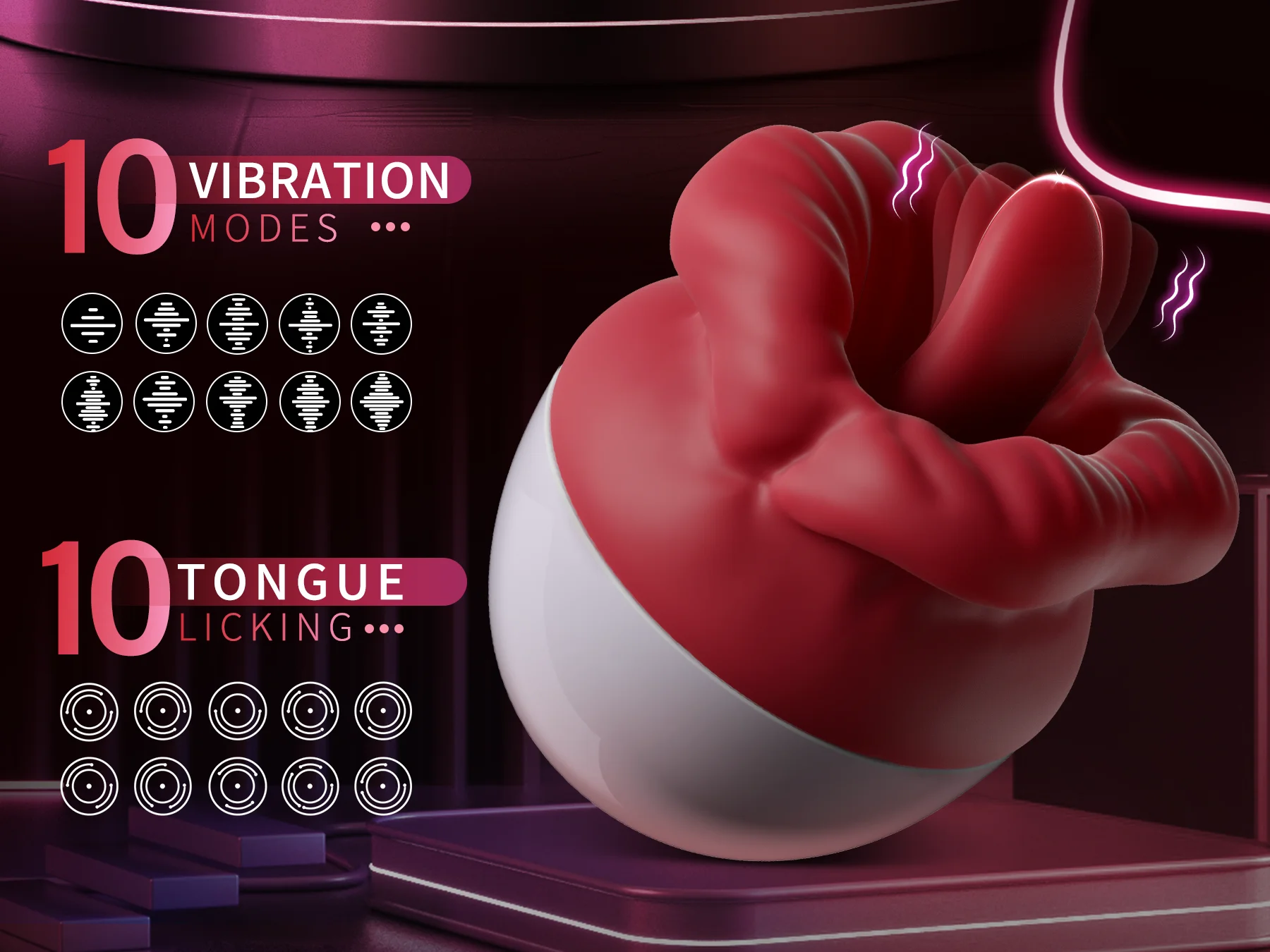 Red Lips Vibrator Clitoris Stimulator Licking Tongue Masturbator_voghion.com