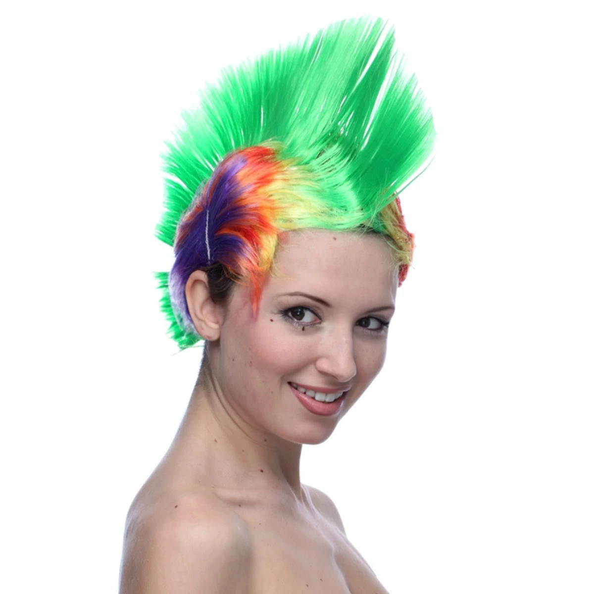 Cappelli da festa colorati divertenti, parrucca punk arcobaleno Mohawk per costumi di Halloween, articoli per feste, cappelli da festa_voghion.com