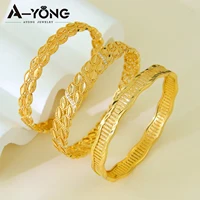 Dubai Fashion Gold Bracelet 21k Gold Plated Oman Bridal Retro Bangles Arabic Nigeria Muslim Women Wedding Party Jewelry