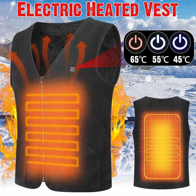 

Men Women Outdoor USB Infrared Heating Vest Jacket Winter Flexible Electric Thermal Clothing Waistcoat For Sports Hiking Fishing