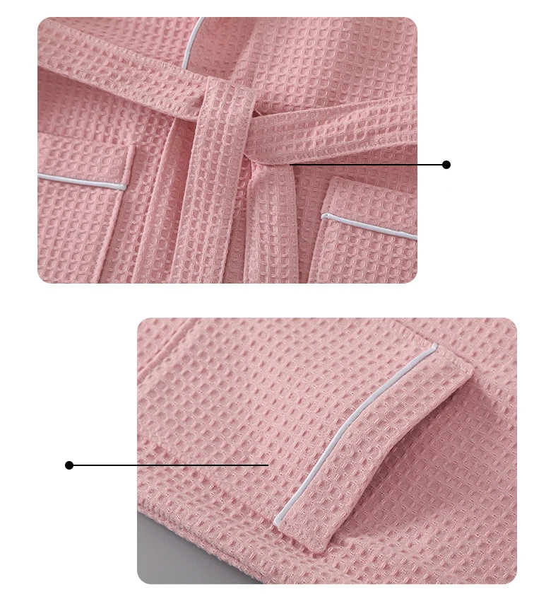 Multi Colors Cotton Waffle Patterned Bathrobe High Quality Embroidery Water Absorption and Quick Drying Bathrobe Couples cotton bathrobe