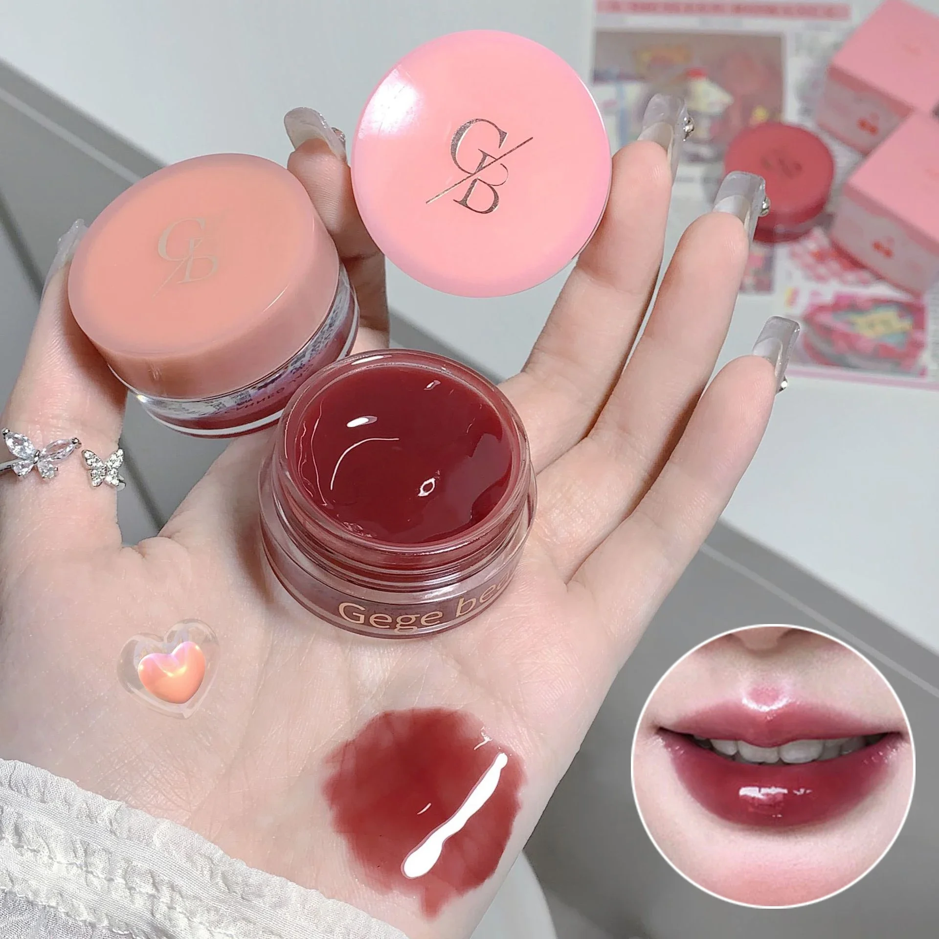 Lip Gloss with Canned Jam Long Lasting Moisturizing Jelly Lip Glaze Mirror Gloss Berry Pigment Liquid Lipstick Thick Lips Makeup