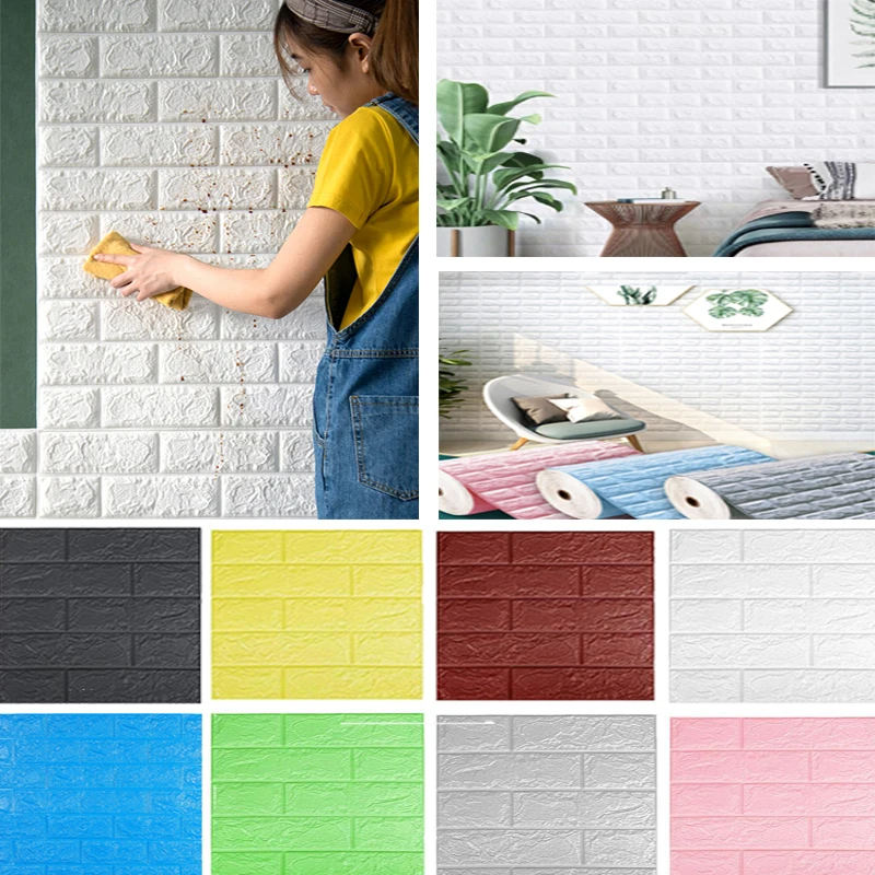 

3D DIY Self-adhesive Wall Sticker Imitation Brick Bedroom Waterproof Wallpaper for Living Room TV Backdrop Home Wall Decor