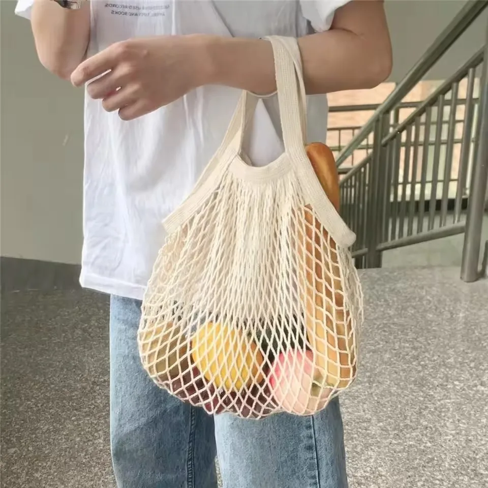 Eco-Friendly Cotton Mesh Reusable Grocery and Produce Tote Bag