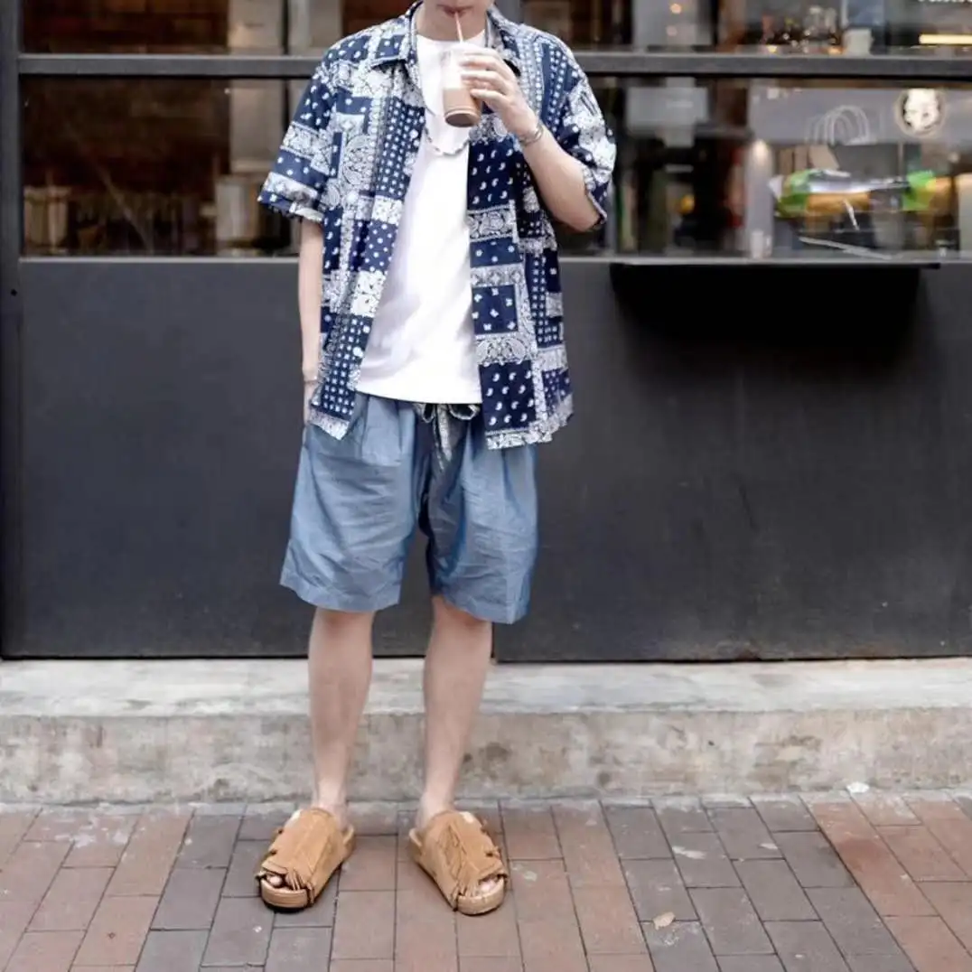 VV 20SS ICT HAKAMA SHORTS overseas limited edition cashew flower ancient cloth belt shorts